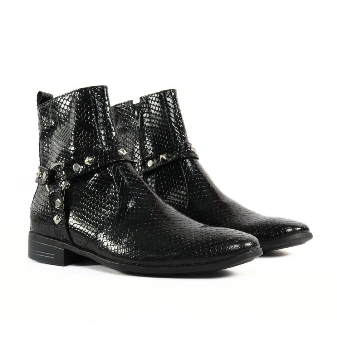 BOTIN HEAVY NEGRO LAGARTO CHAROL