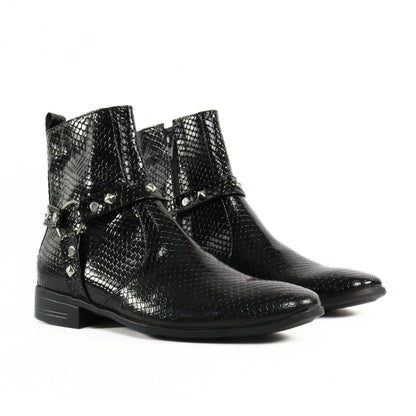 BOTIN HEAVY NEGRO LAGARTO CHAROL